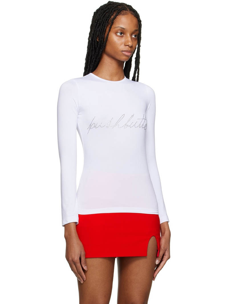 pushBUTTON White Crystal Long Sleeve T-Shirt outlook