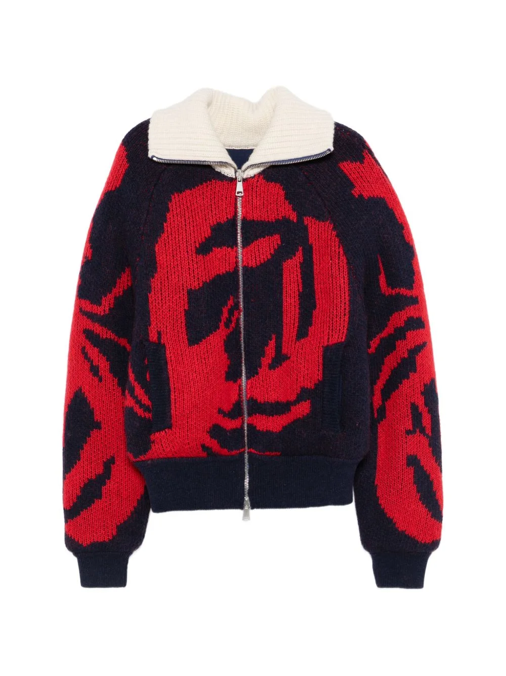 knitted zip puffer jacket - 1