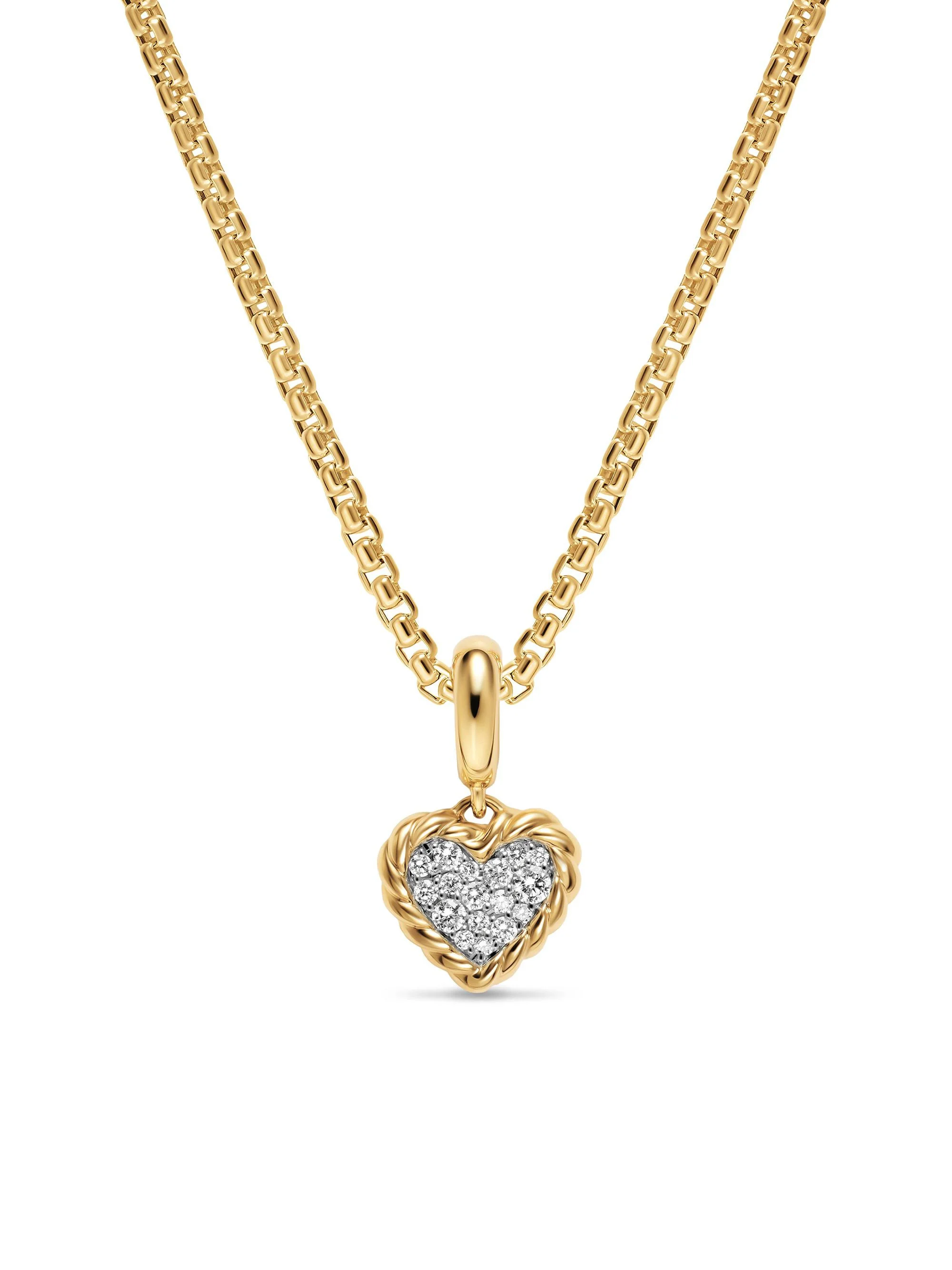 Women's Petite Elements Heart Plate Pendant in 18K Yellow Gold with Diamonds 8.2MM - Diamond - 1