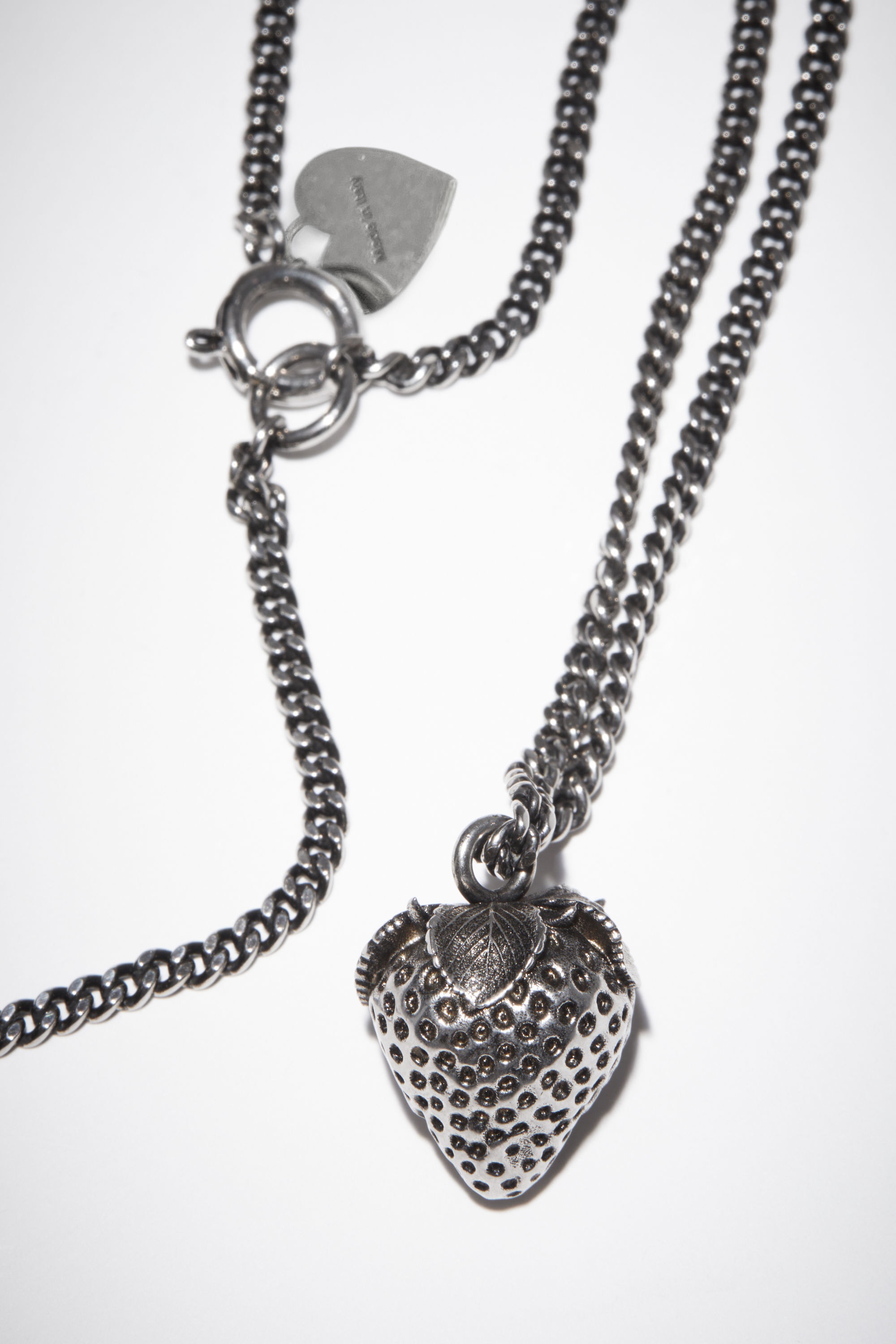 Silver strawberry necklace - Antique Silver - 4