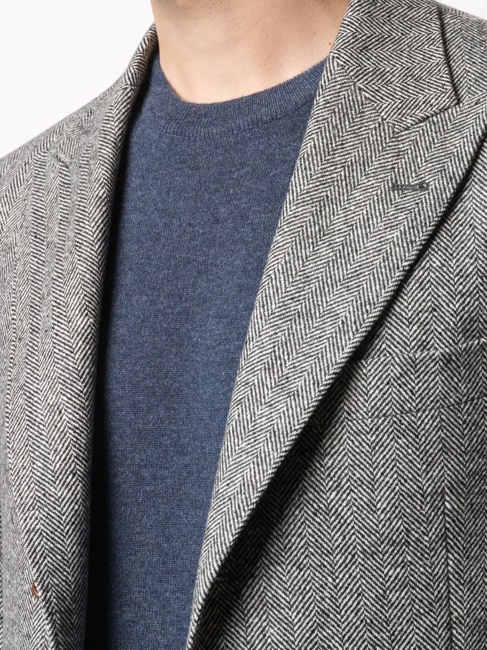 herringbone single-breasted blazer - 5