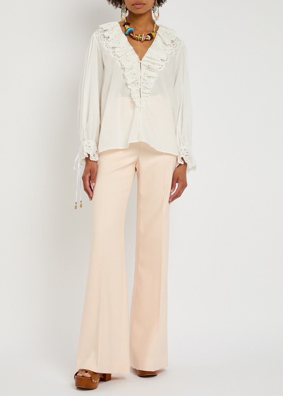 Chloe Broderie Anglaise Ruffled Cotton Blouse - 4