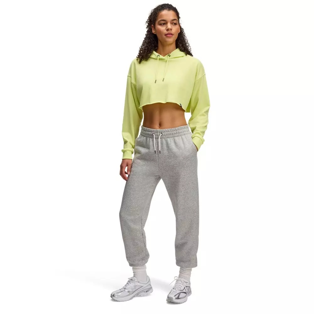 Women's UA Icon Terry Crop Hoodie - Yellow/White - 4