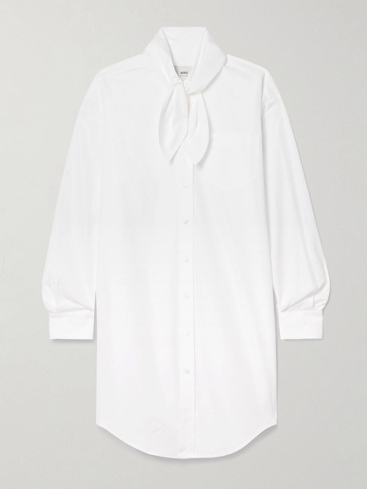 Tie-detailed Cotton-poplin Mini Shirt Dress - 1