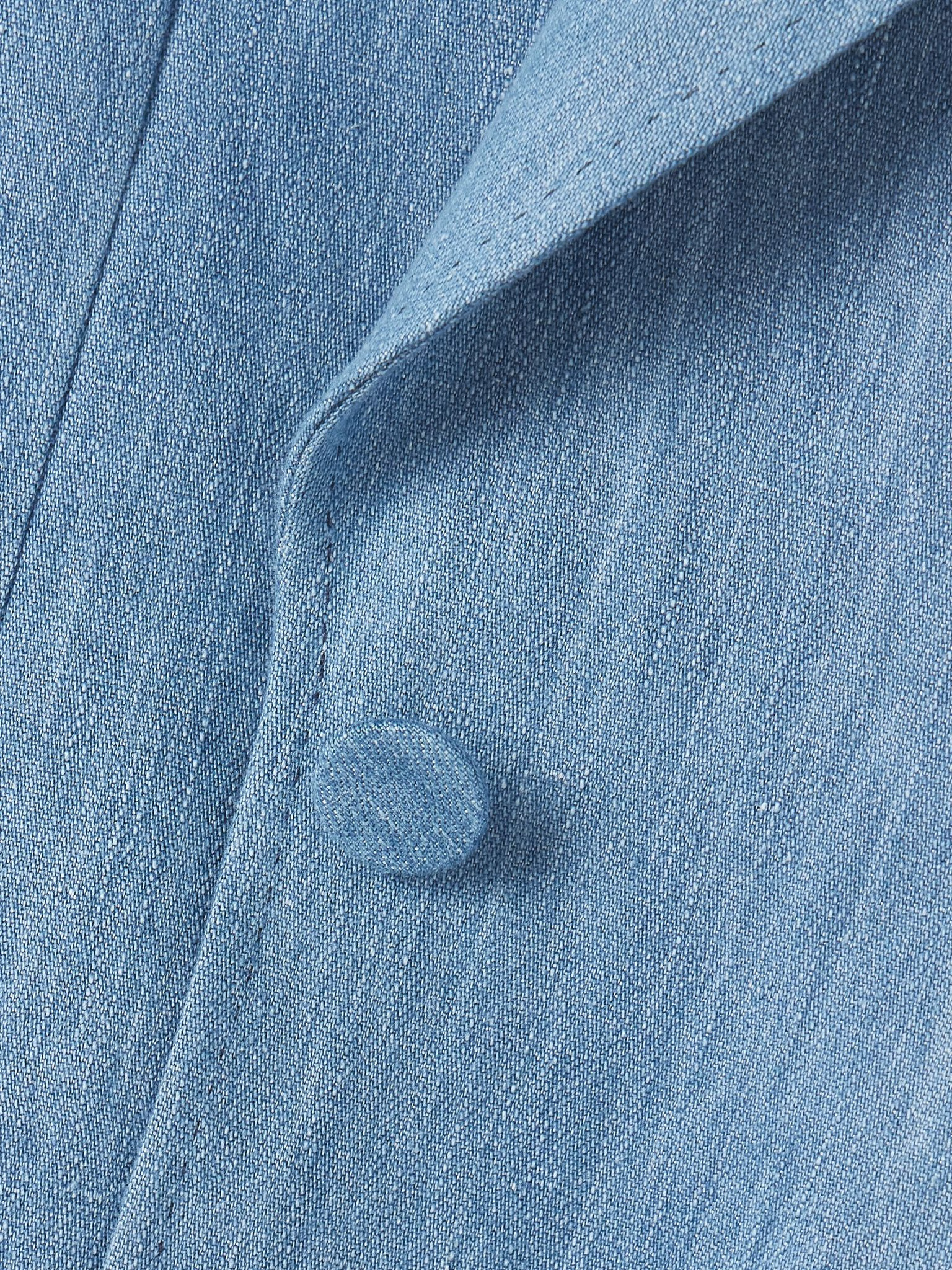 Leiva cotton and linen-blend chambray blazer Light blue - 5