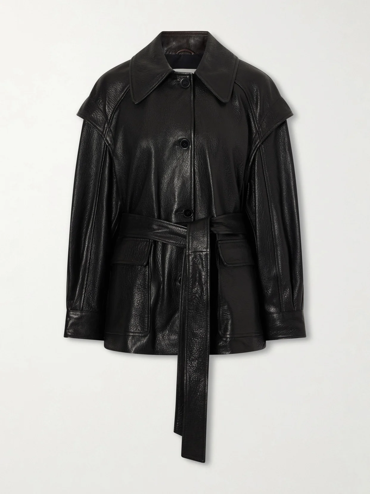 Perrin Belted Textured-leather Jacket - 1