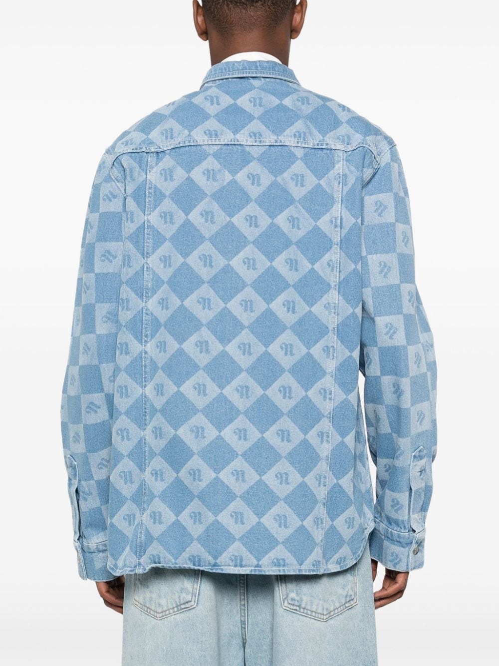 monogram-print denim shirt - 4