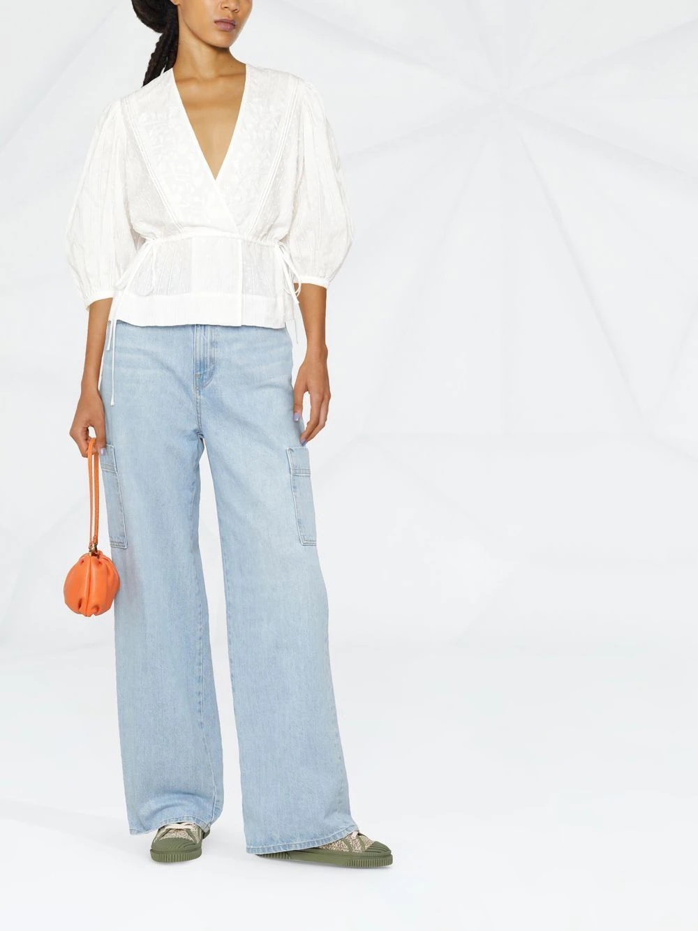 embroidered floral puff blouse - 2