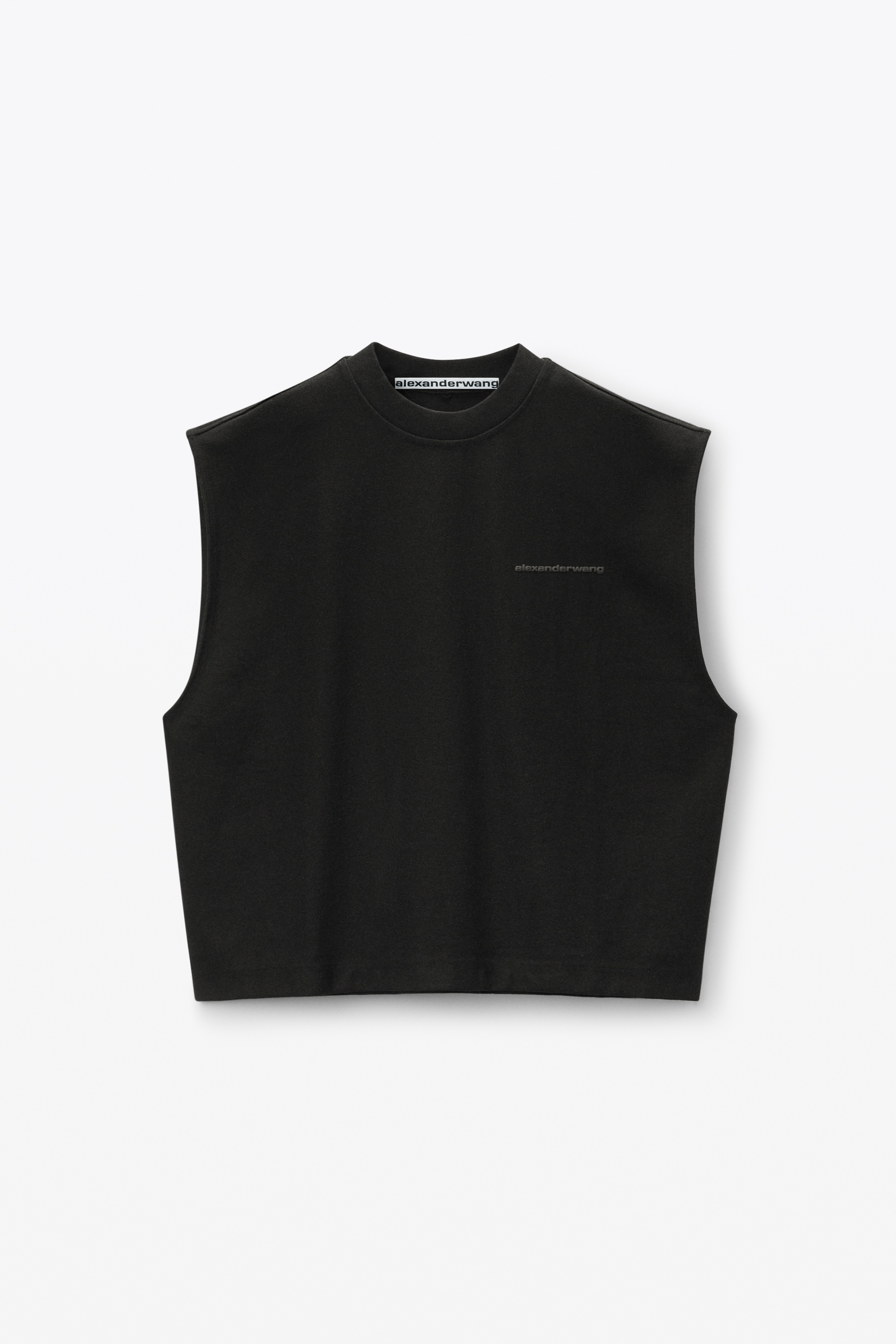 puffed logo muscle tank top in cotton - 1