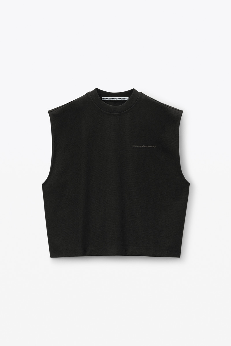 puffed logo muscle tank top in cotton 1