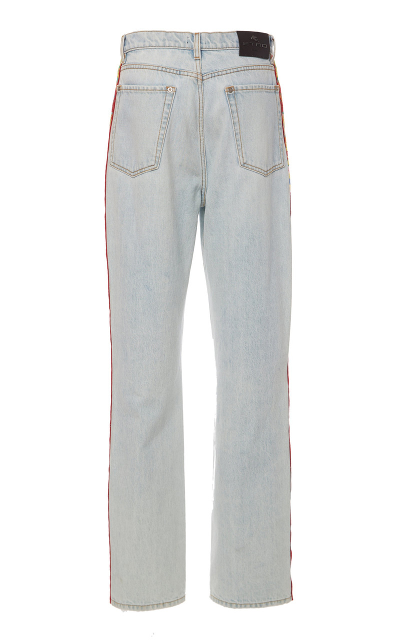 Embroidered Mid-Rise Straight-Leg Jeans light wash 3