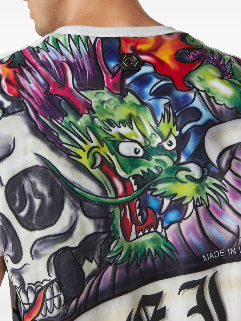 Tattoo-print cotton T-shirt 5
