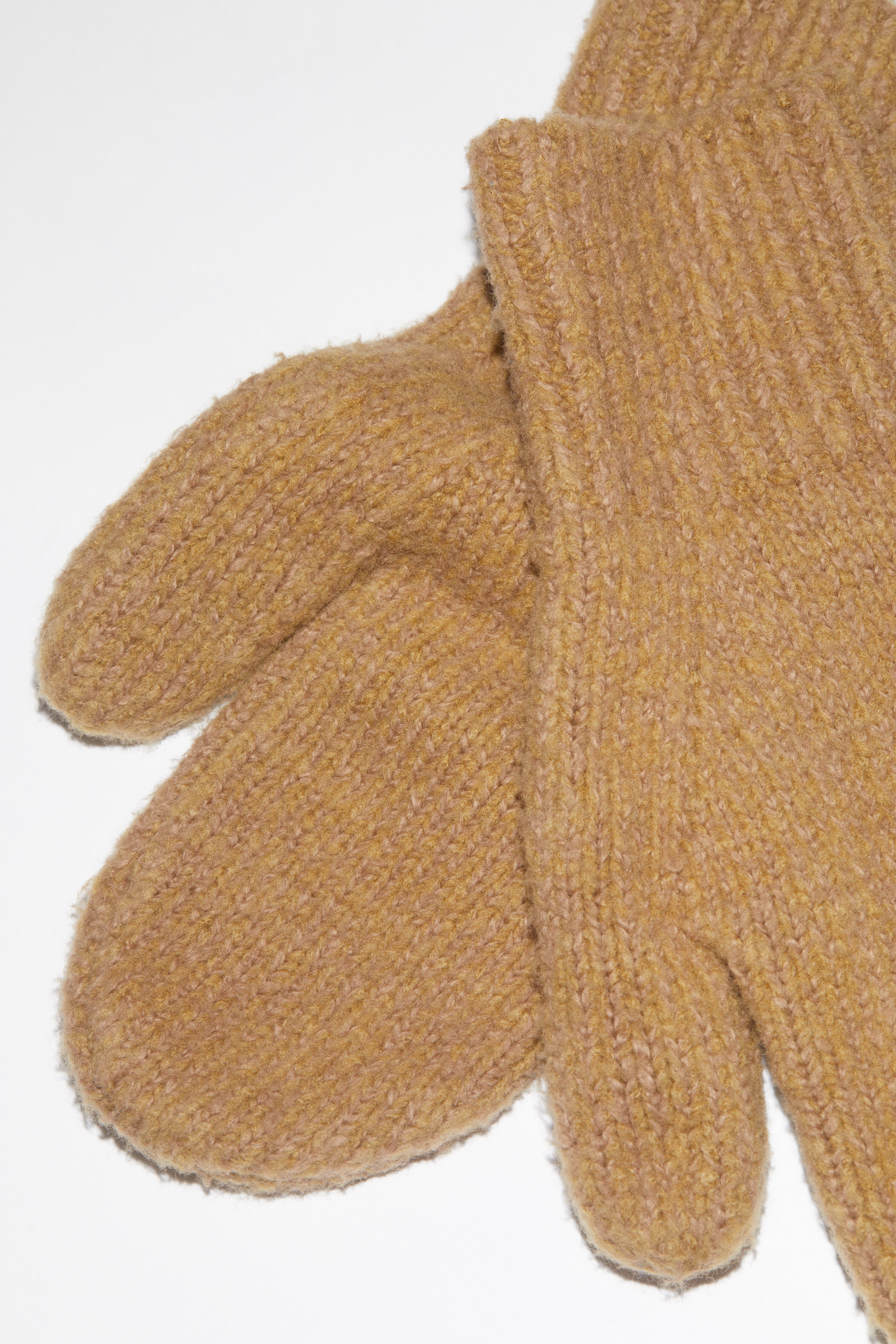 Wool blend mittens - Camel brown - 2