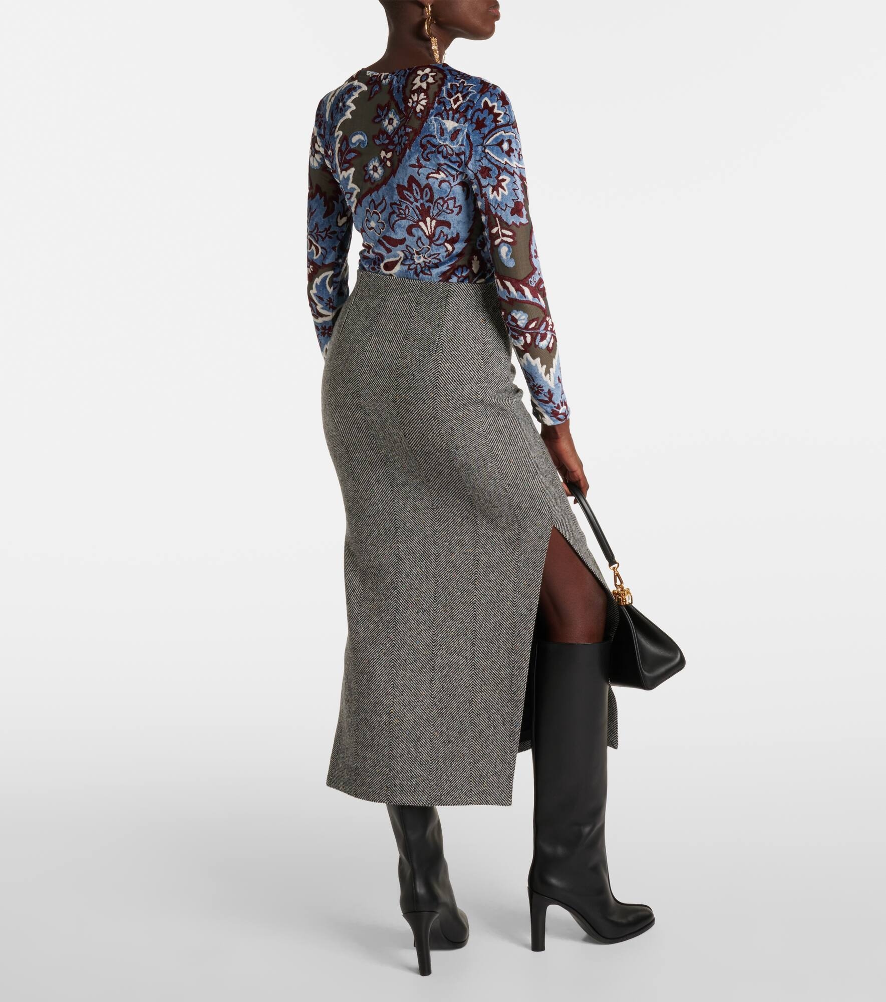 Wool-blend pencil skirt - 3