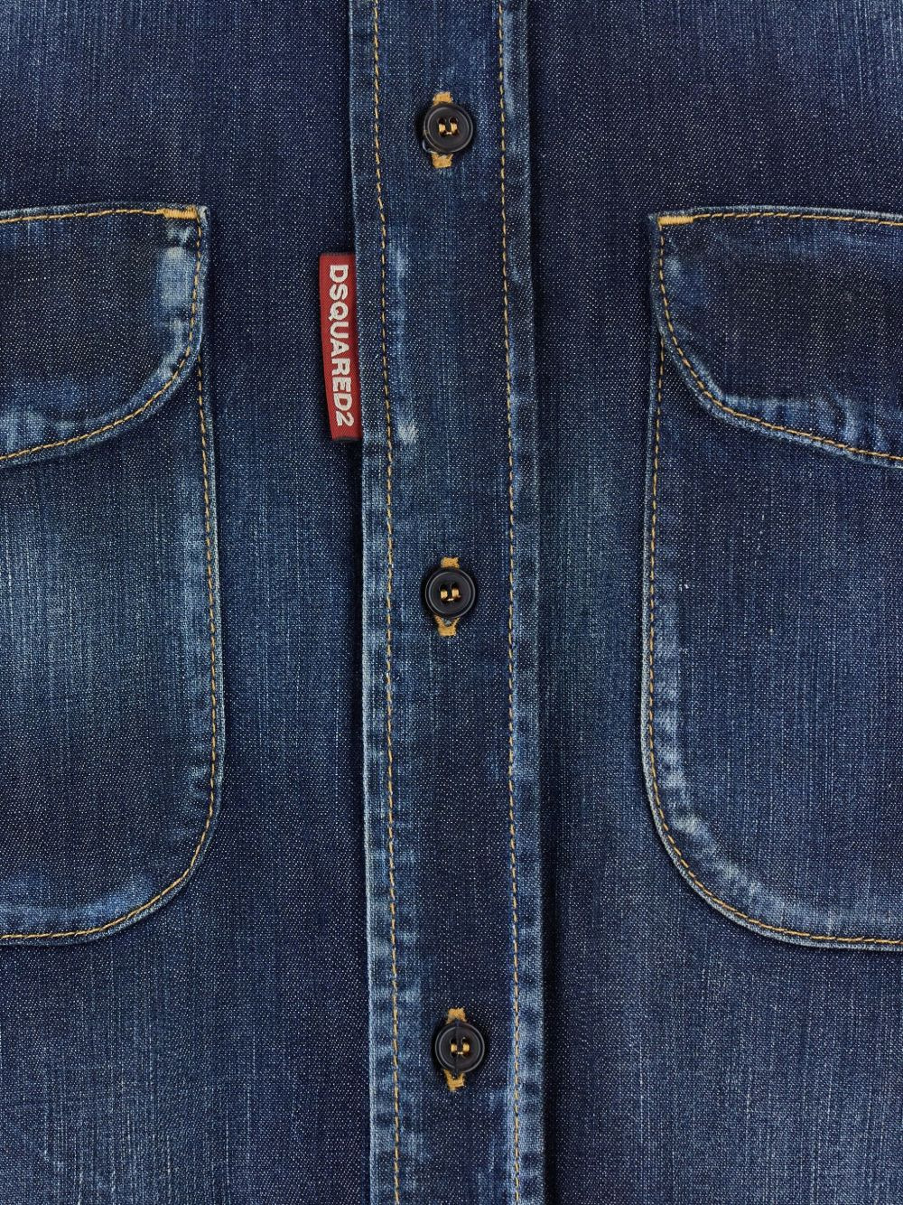 double-pockets elbow-patched denim shirt - 3