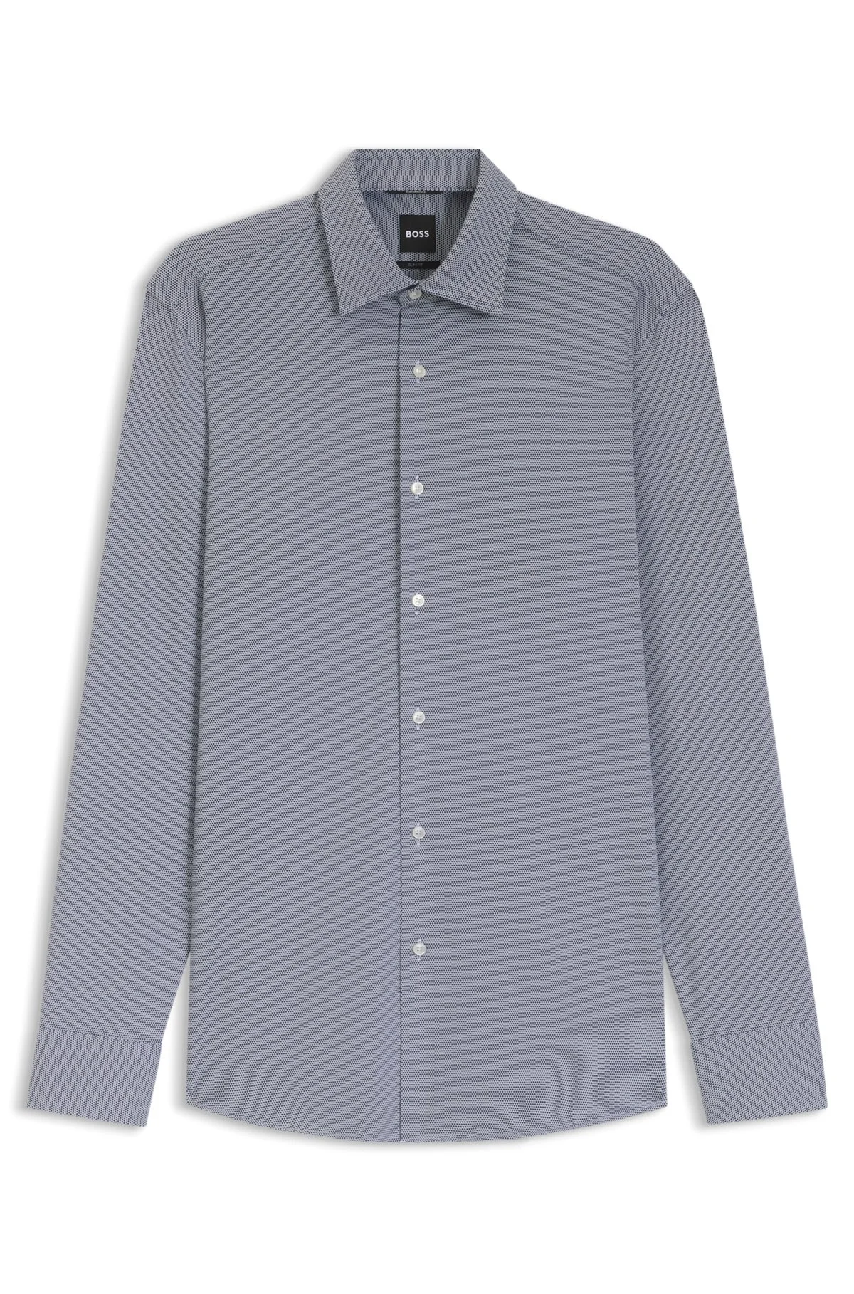 SLIM-FIT SHIRT IN STRUCTURED PERFORMANCE-STRETCH FABRIC - 1