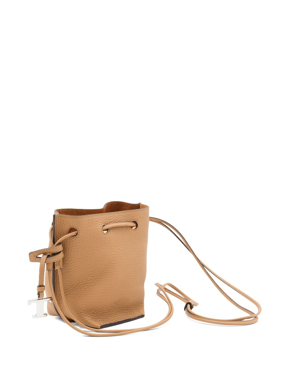 leather drawstring bucket bag - 3