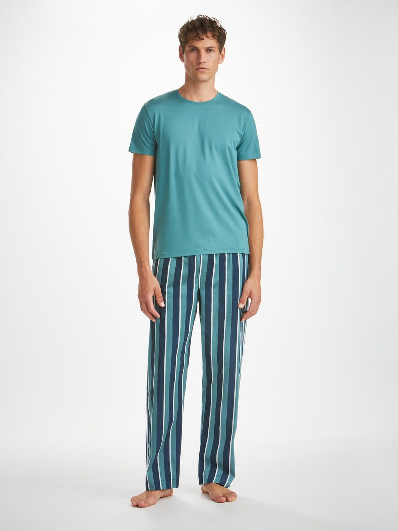 Derek Rose Men's Lounge Pants Royal 221 Cotton Teal outlook