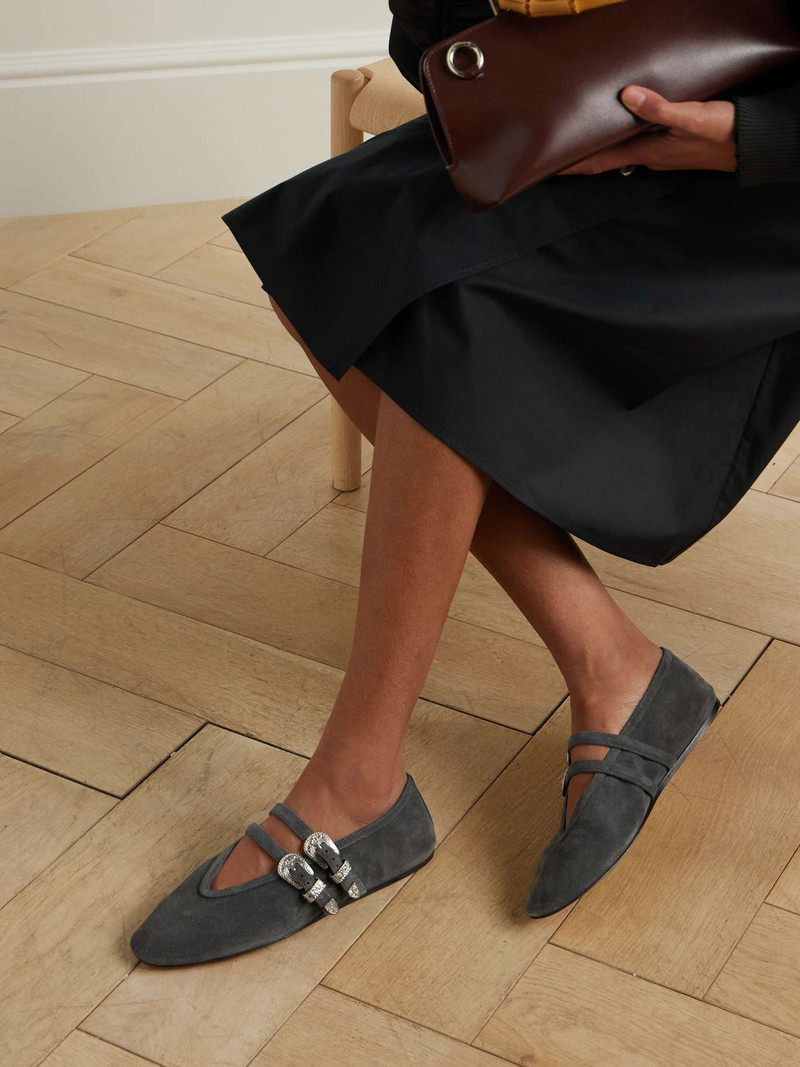 LE MONDE BÉRYL Claudia suede Mary Jane ballet flats Gray outlook