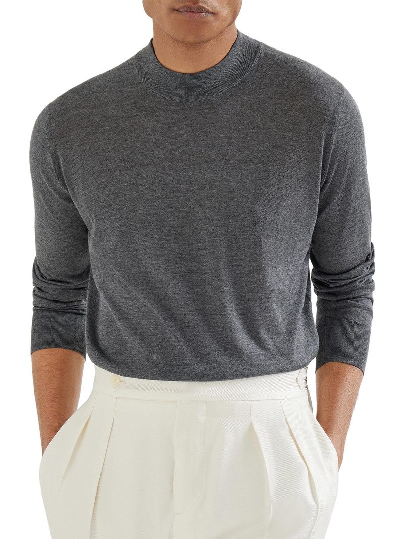 Men's Silk and Cotton Lightweight Sweater - Dark Grey 5
