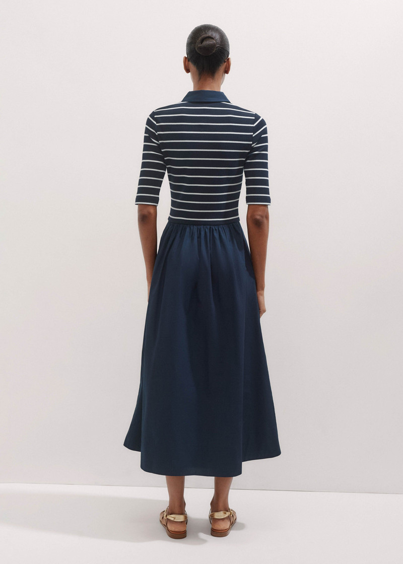 Mixed Media Shirt Collar Maxi Dress 4