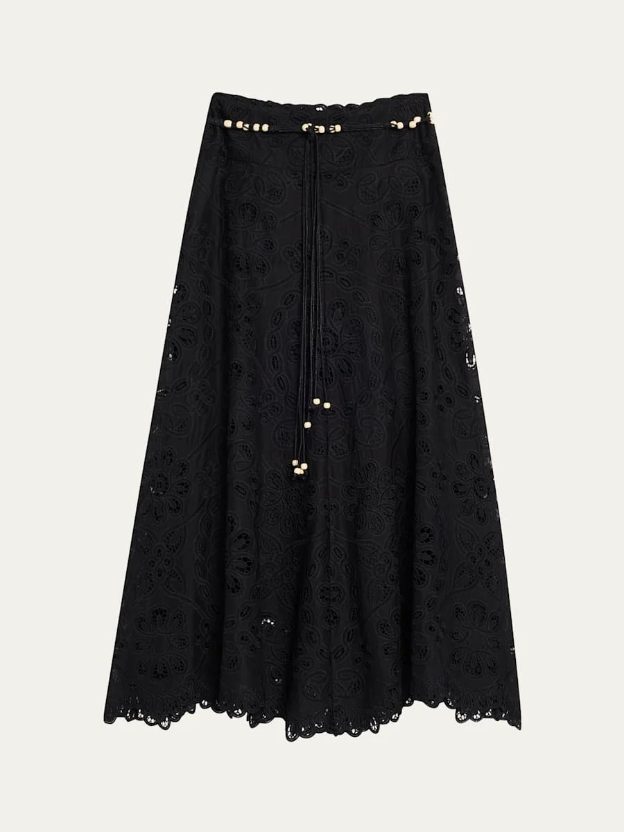 Rhiannon Embroidered Belted Skirt - 1