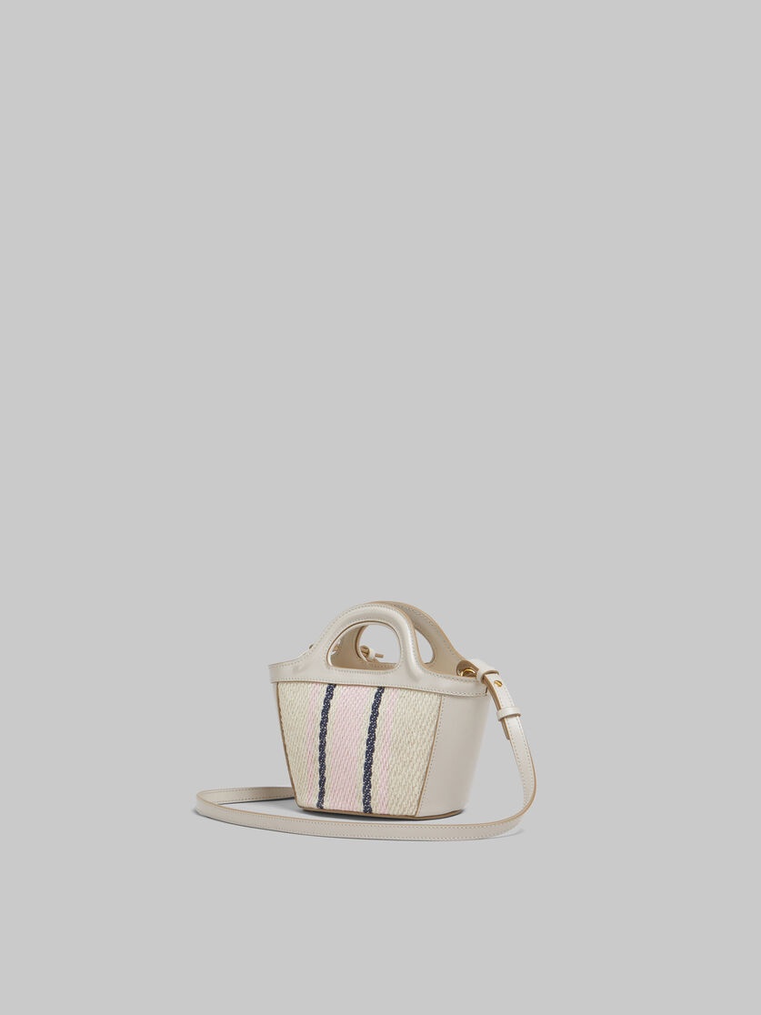 TROPICALIA MICRO BAG IN GREY LEATHER AND RAFFIA-EFFECT FABRIC - 3