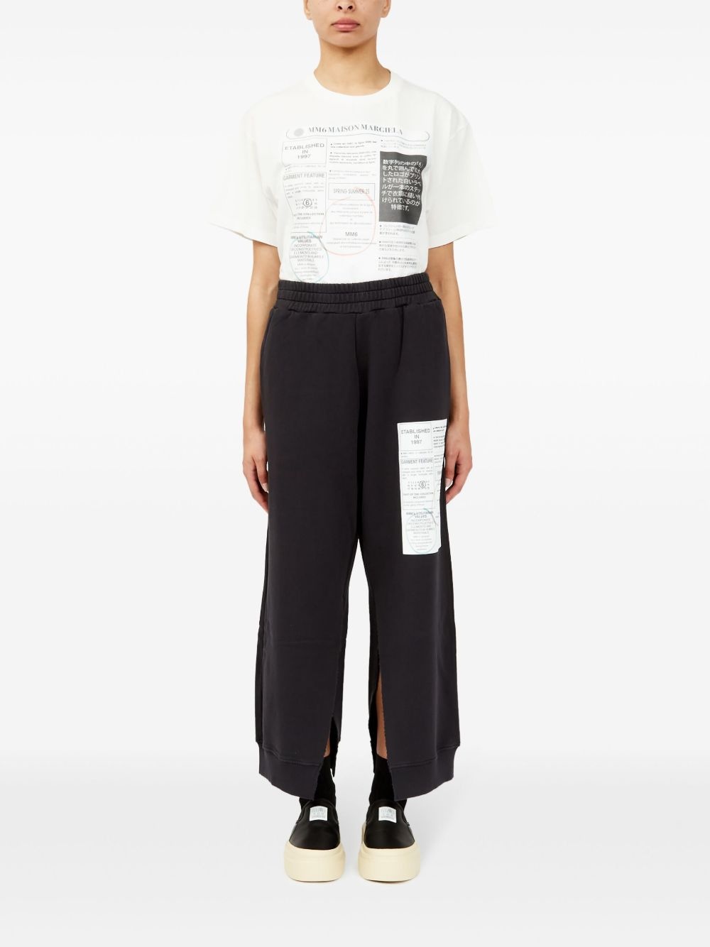 numbers-motif flared trousers - 2