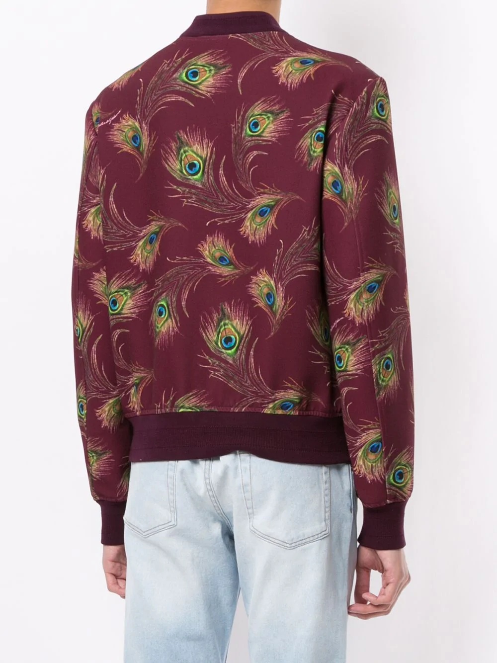 peacock feather print bomber jacket - 4