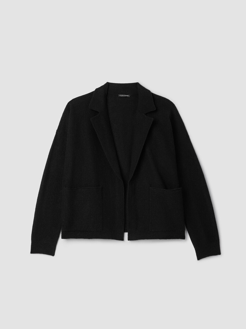Fine Felted Wool Notch Collar Cardigan in Regenerative Wool 1
