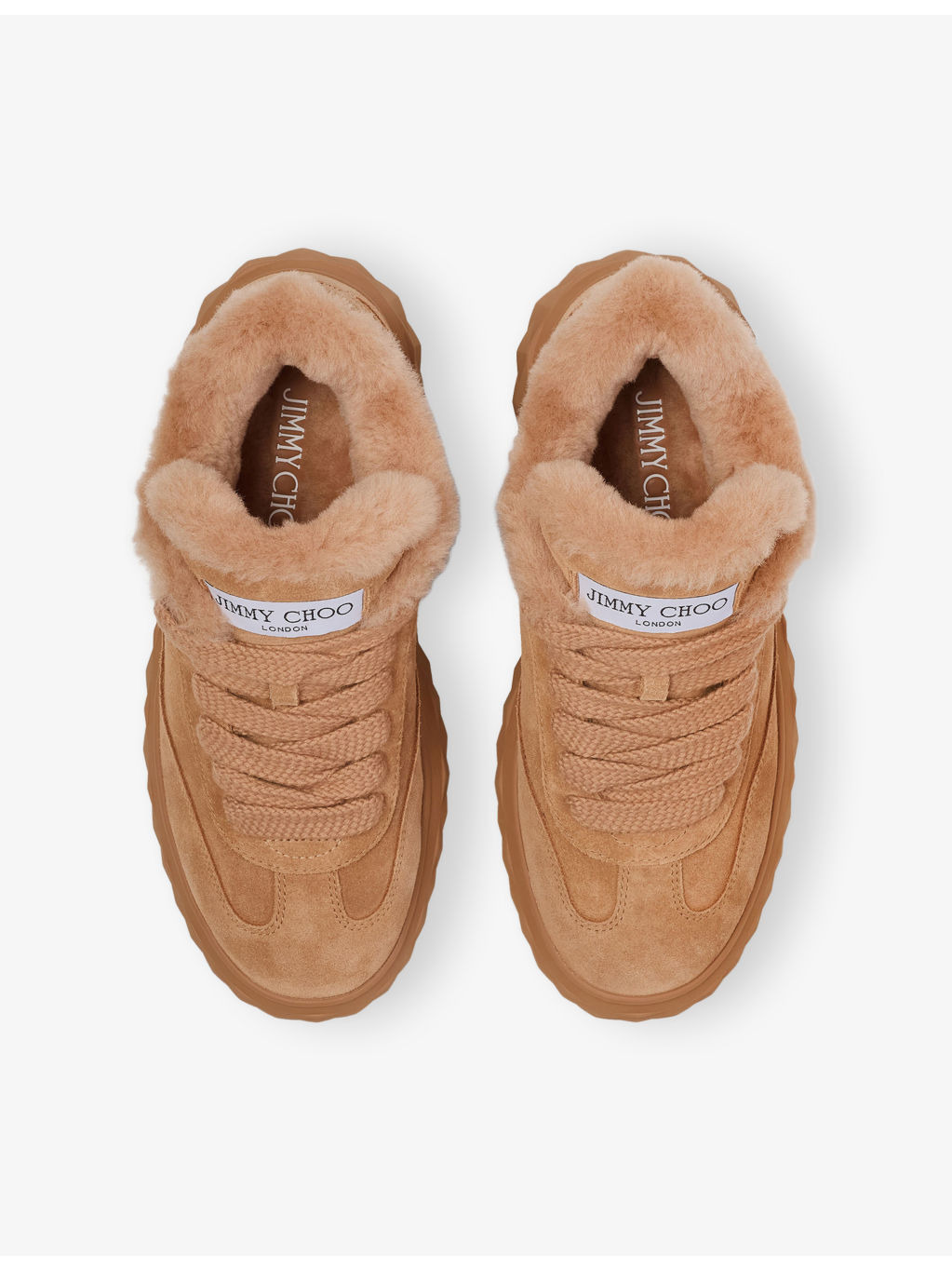 Diamond Maxi Retro Shearling And Suede Trainers - 2