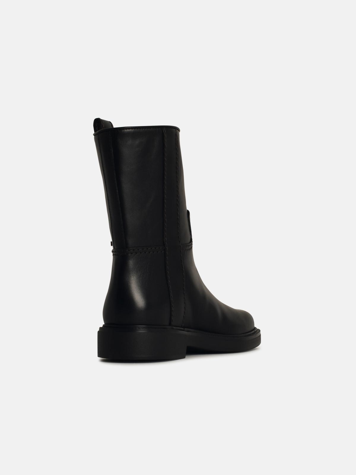 BLACK LEATHER ANKLE BOOTS - 3