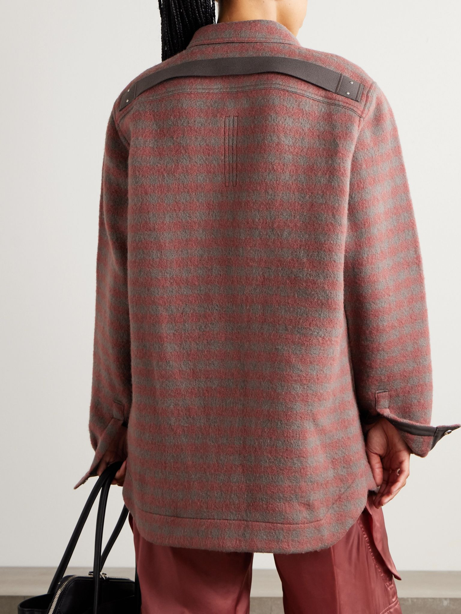 Checked wool-felt jacket Antique rose - 4