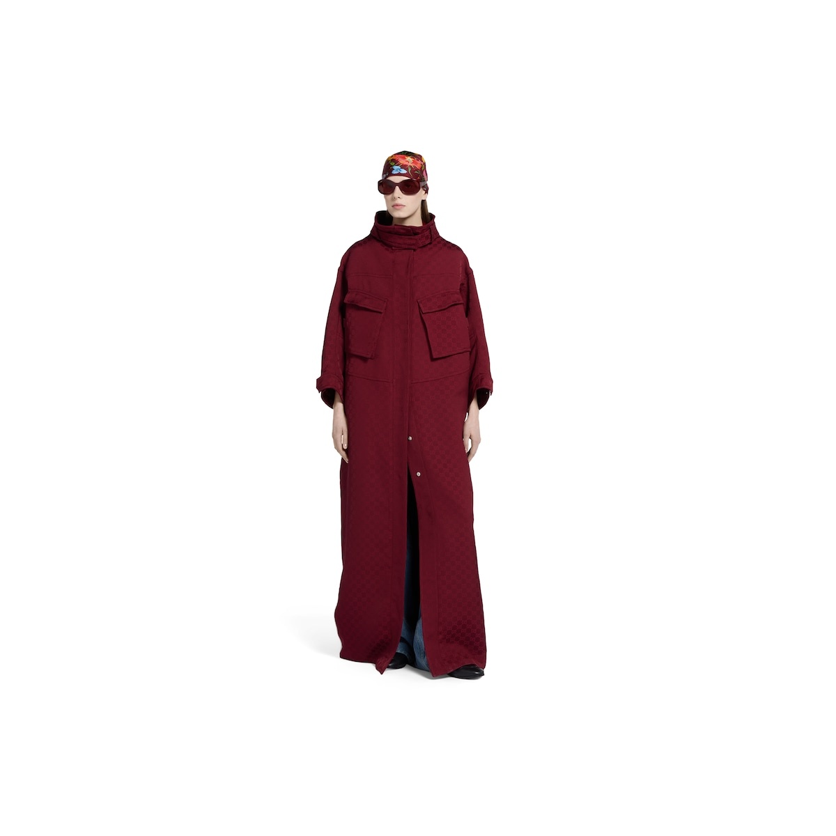 GG fabric jacquard coat - 3