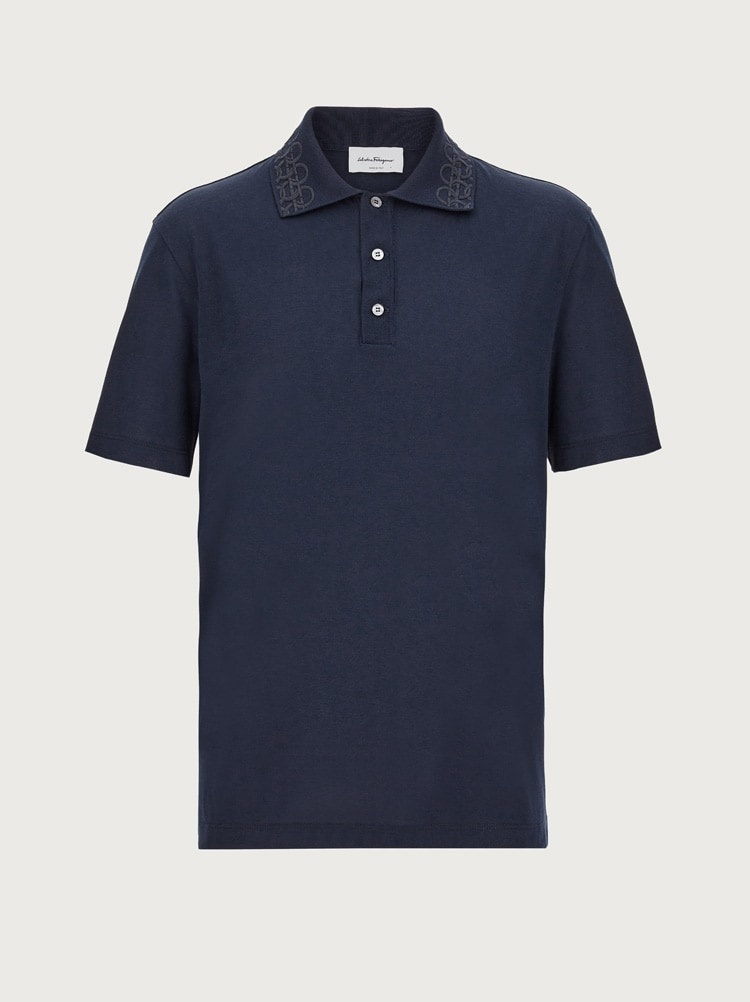 POLO WITH EMBROIDERED COLLAR - 1