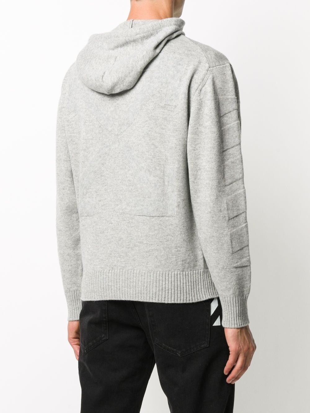 diagonal stripe cashmere hoodie - 4