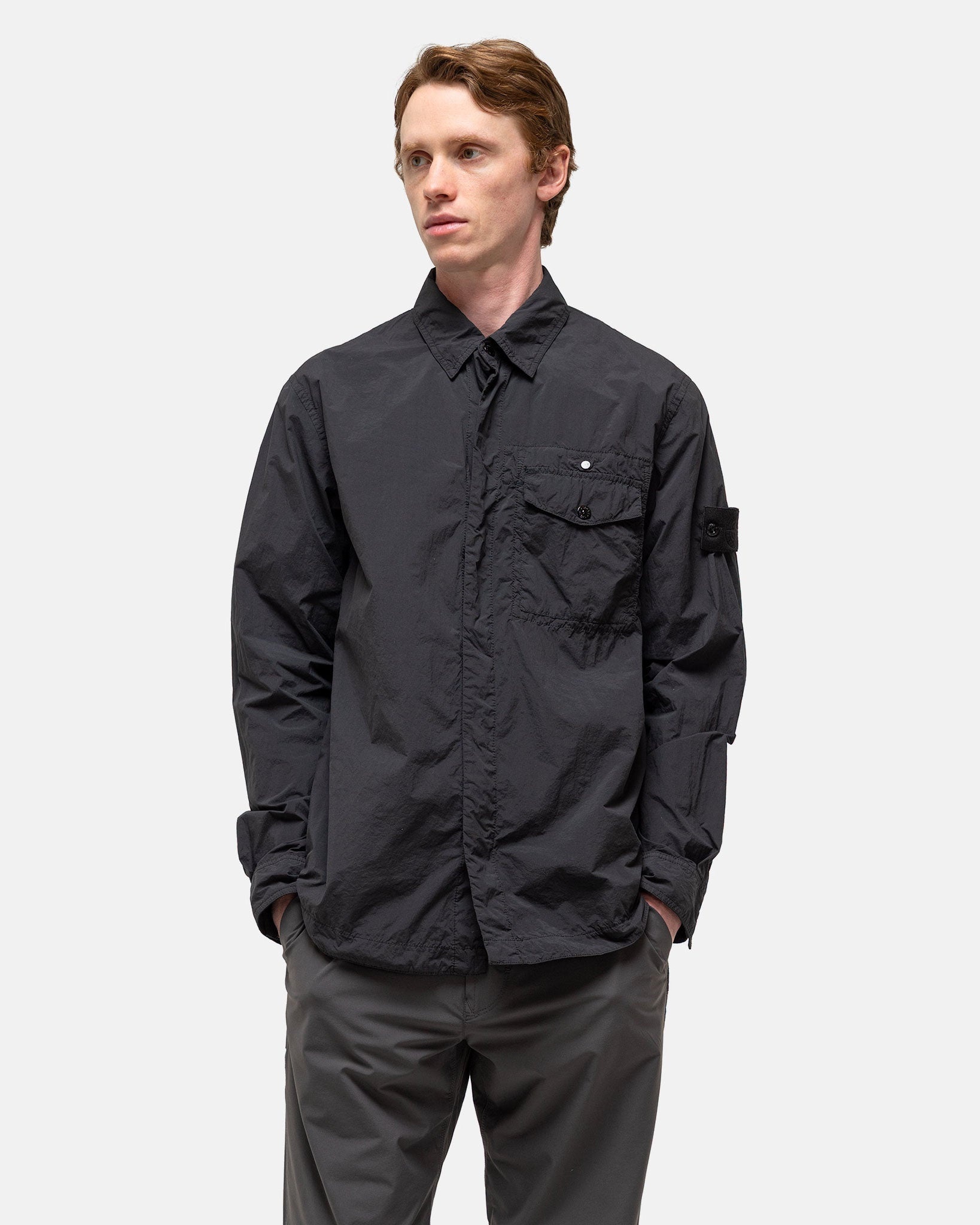 Stone Island Ghost Piece Nylon Smerigliato Overshirt Black