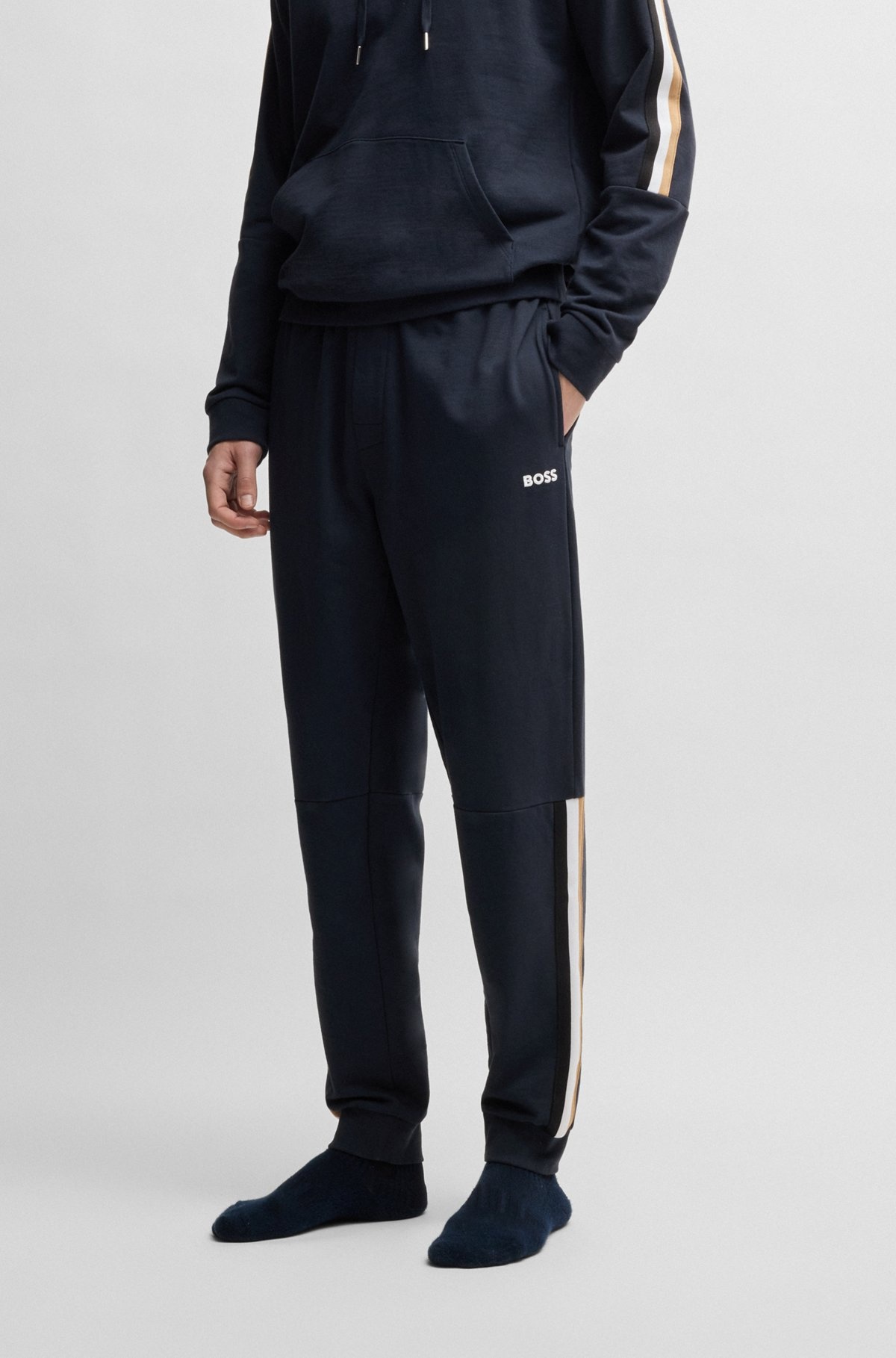 COTTON-TERRY TRACKSUIT BOTTOMS WITH TAPE INSERTS - 2