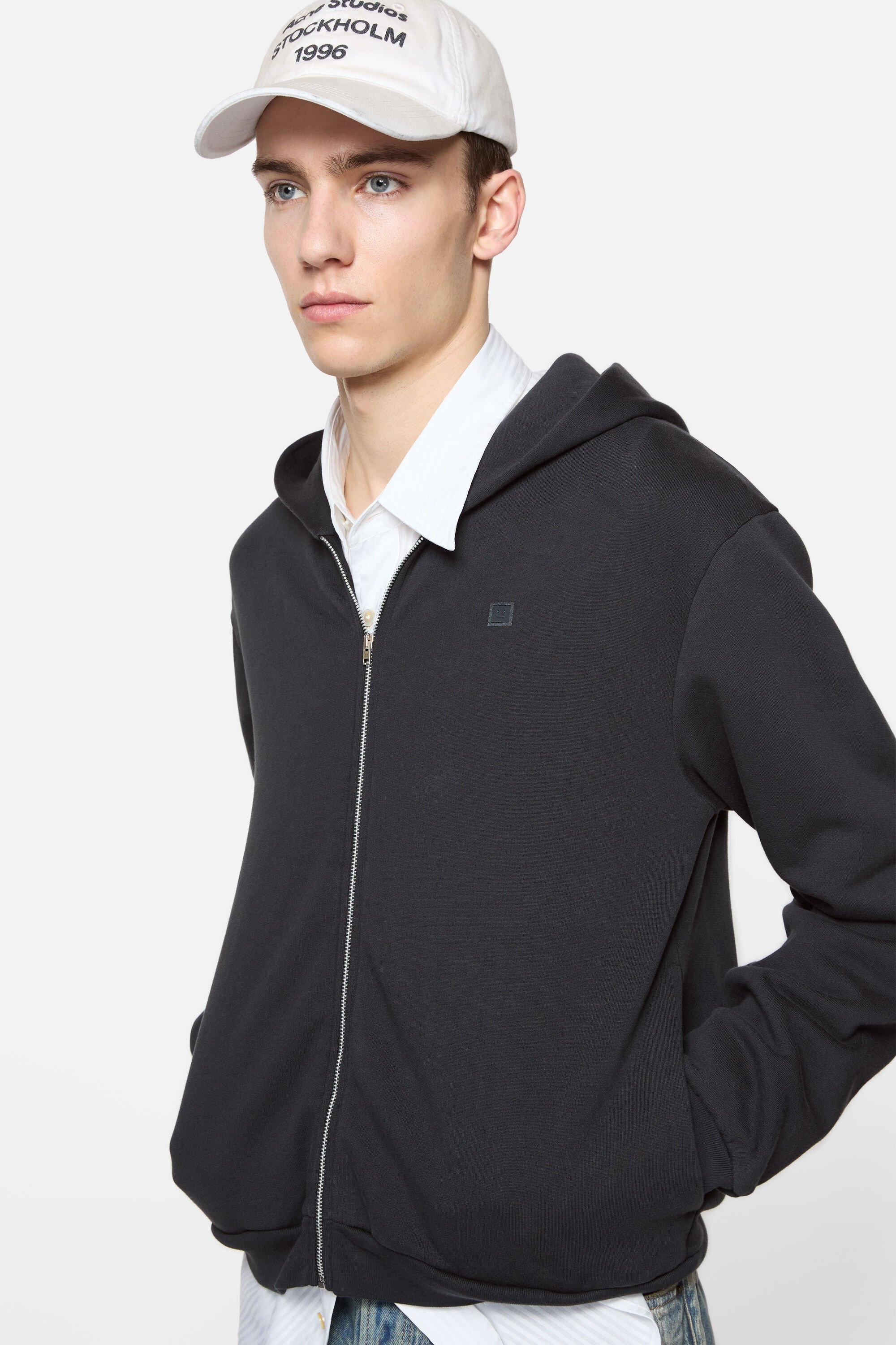 Hooded zipper sweater - Black - 4