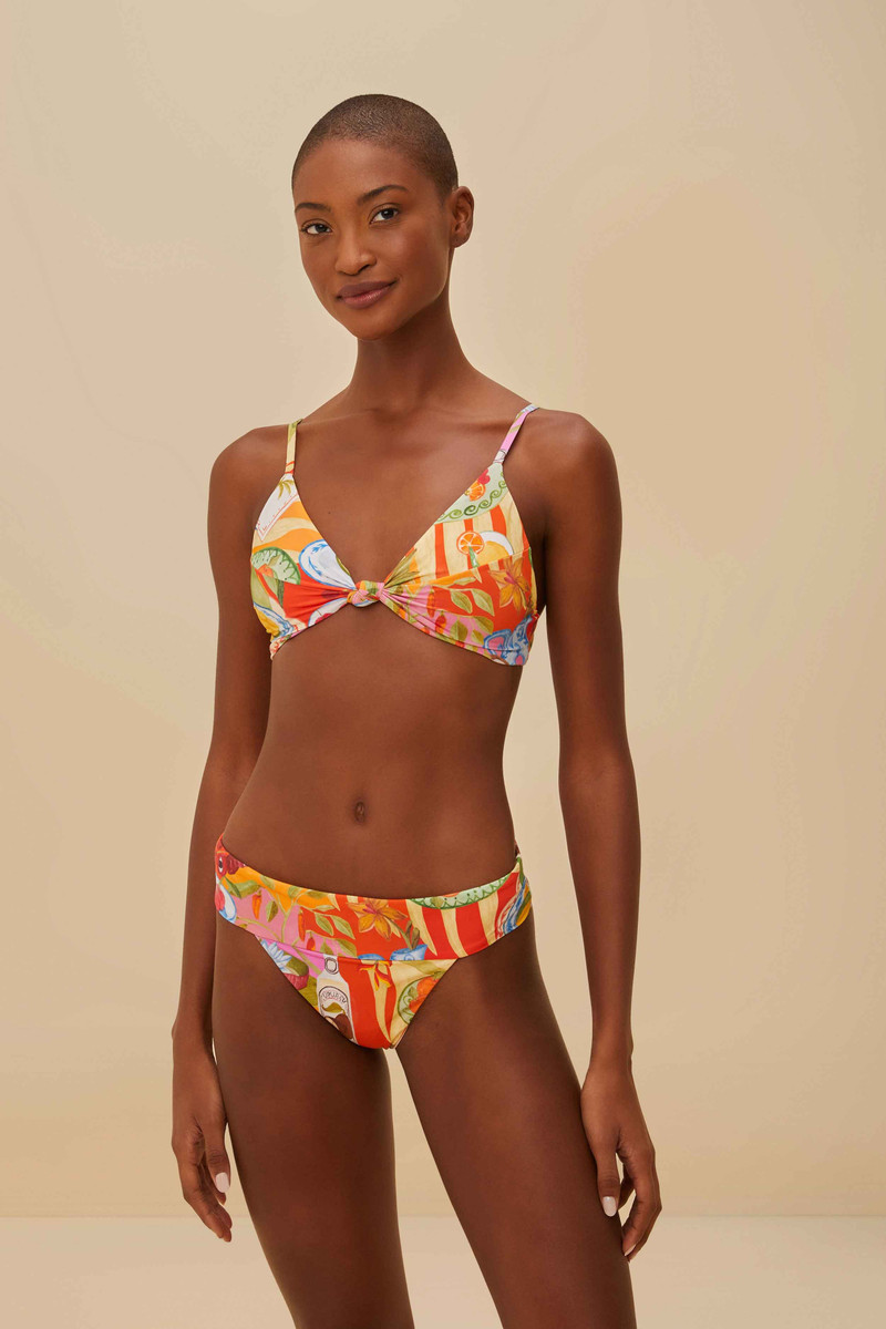 FARM RIO Multicolor Summer Picnic Knot Bikini Top outlook
