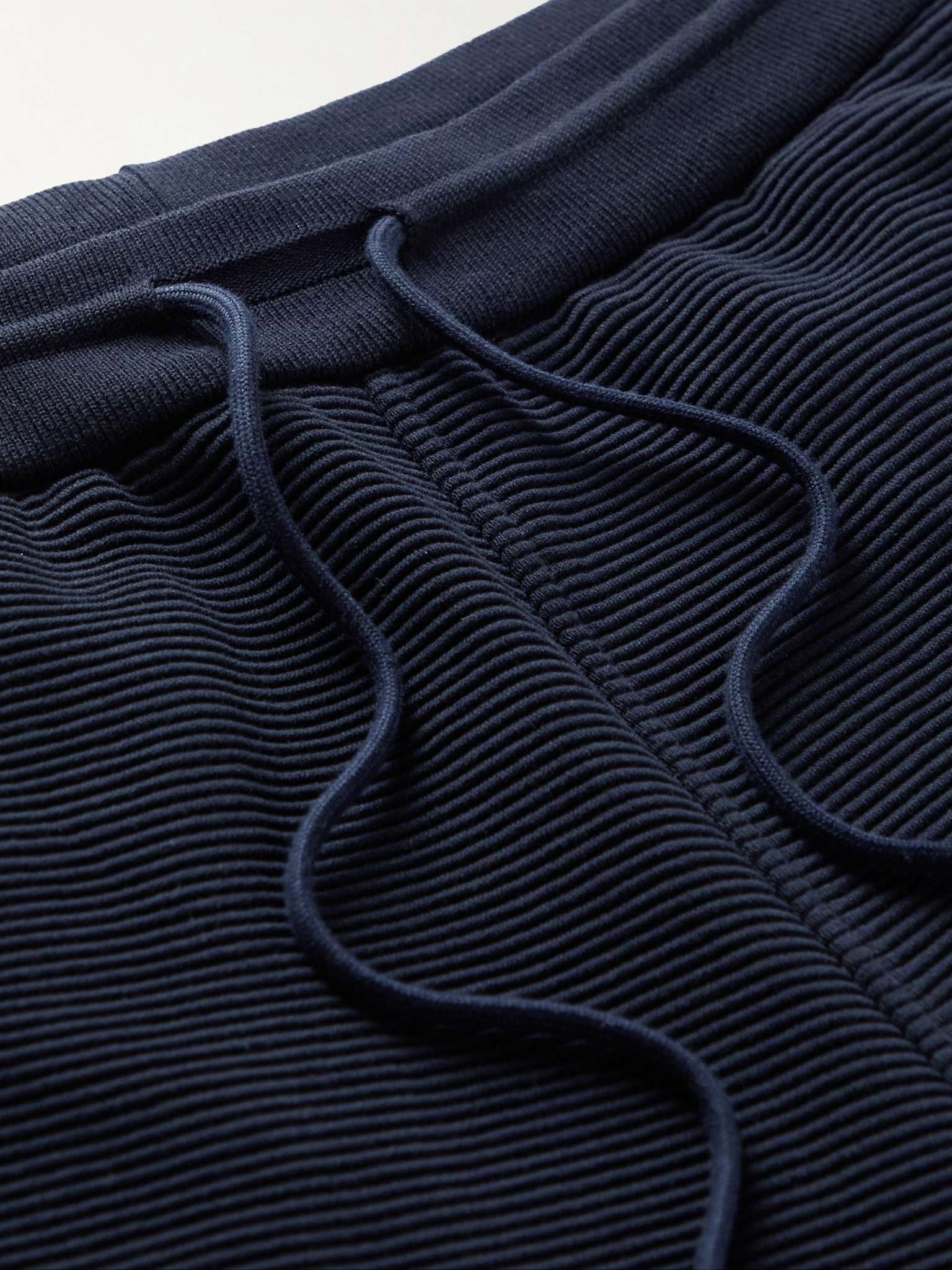 Straight-Leg Striped Ribbed Cotton-Jersey Drawstring Shorts - 3
