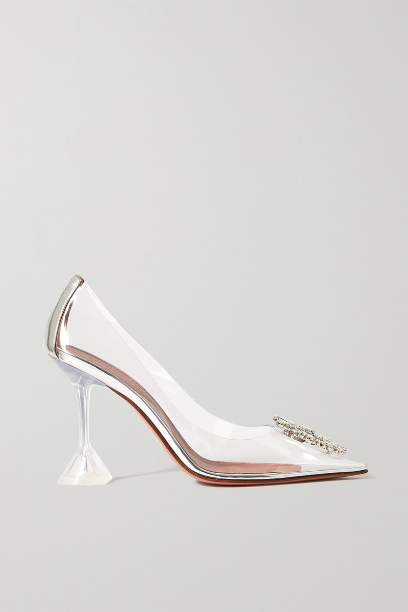 Begum leather-trimmed crystal-embellished PVC pumps - 1