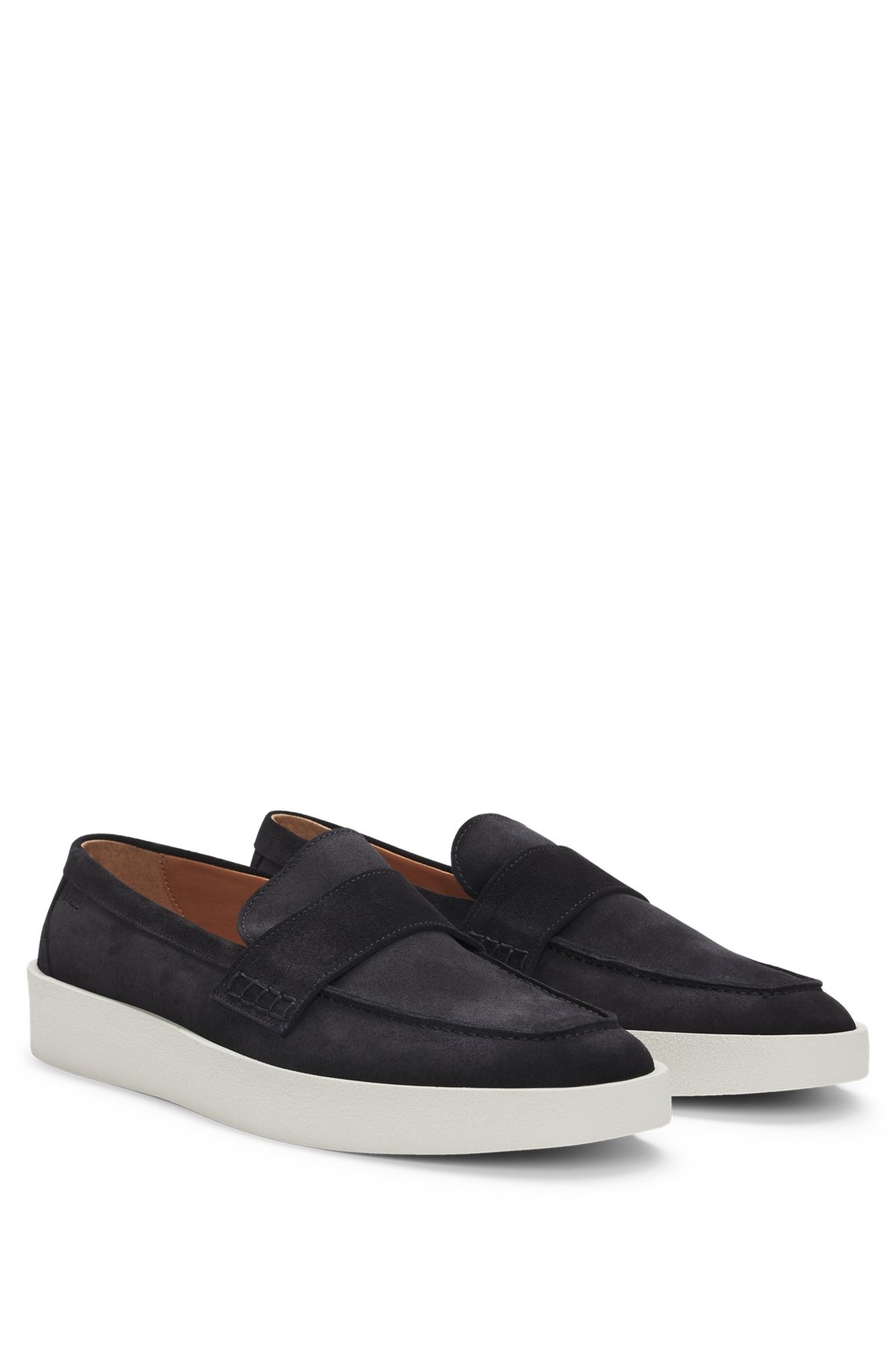 SUEDE PENNY LOAFERS WITH RUBBER SOLE - 2