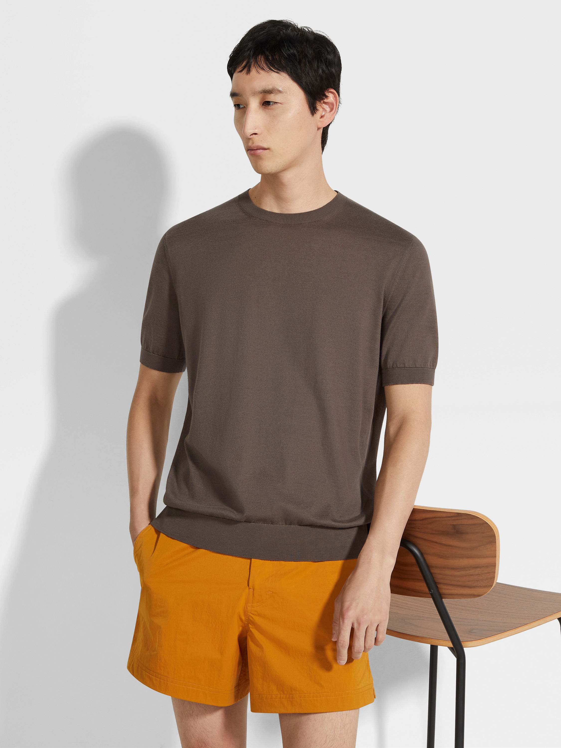 DARK TAUPE PREMIUM COTTON T-SHIRT - 3