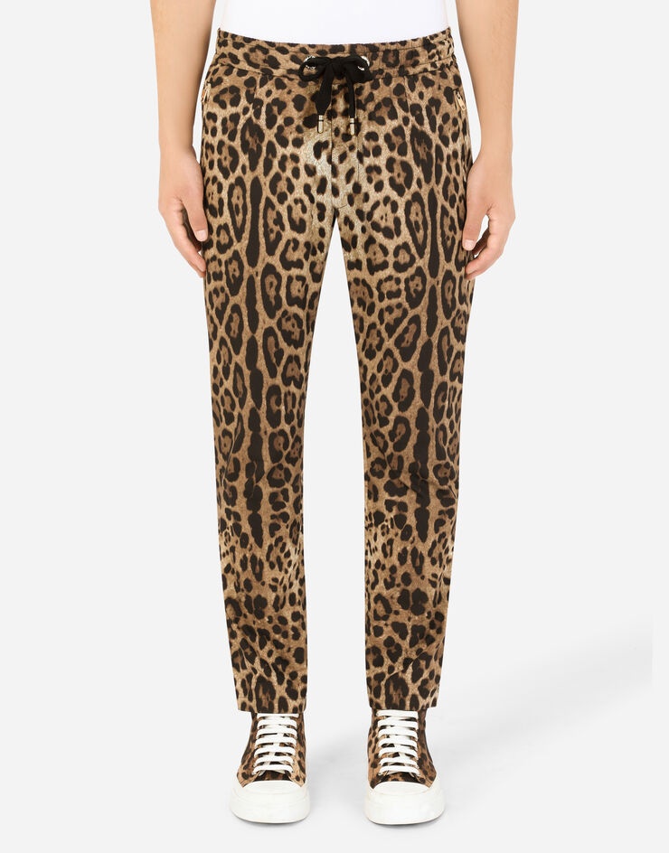 Cotton jogging pants with leopard print - 1