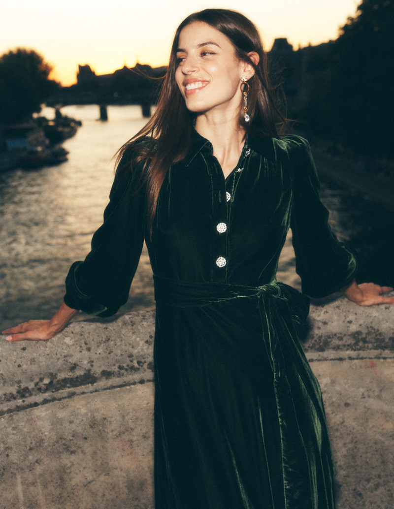 Vivienne Velvet Midi Dress-Green Fir 6