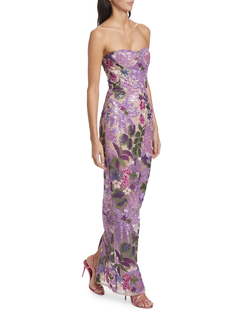 Women's Dahlia Floral-Embellished Strapless Gown - Lilac Multi 4