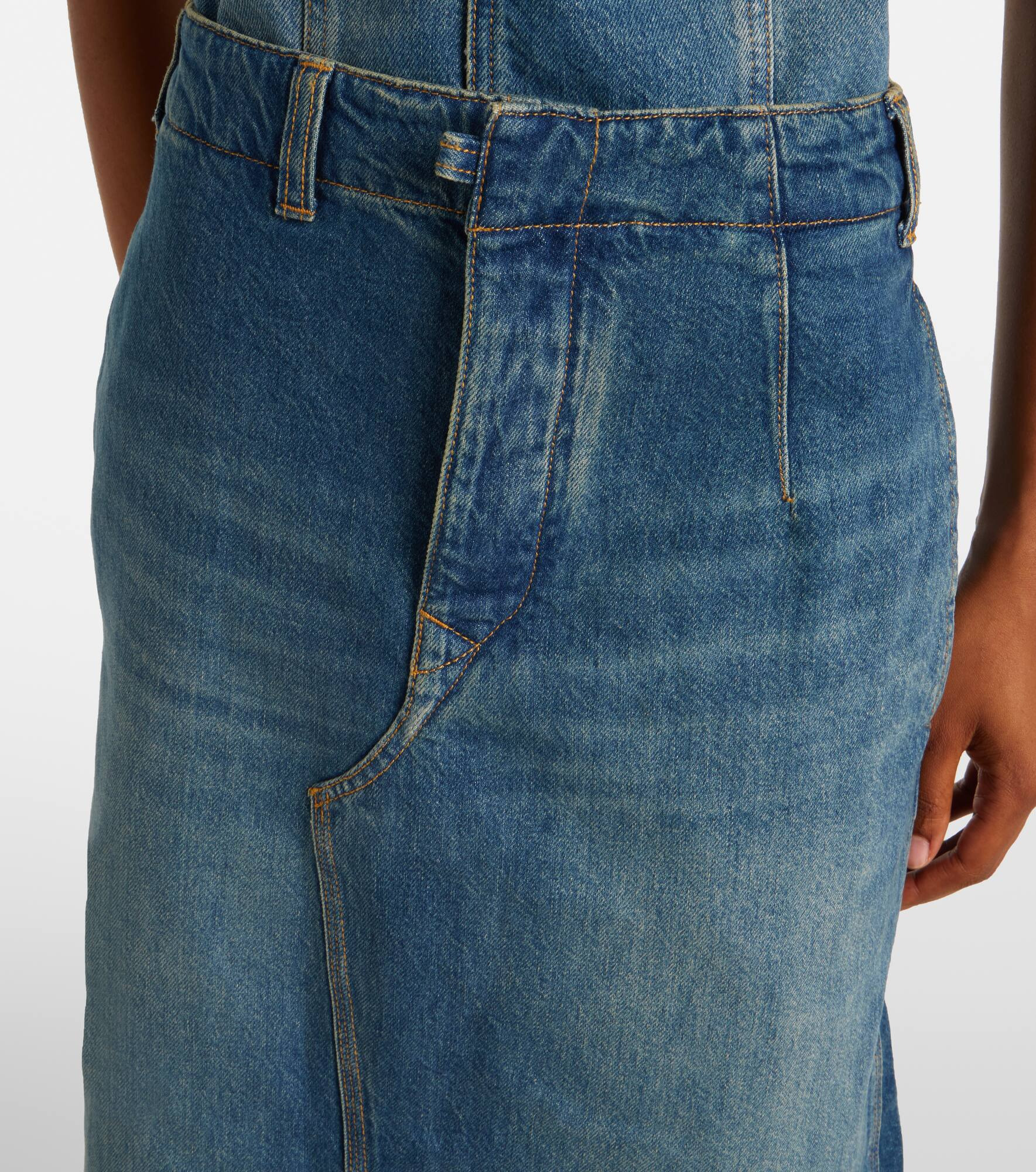 Asymmetric denim midi skirt - 4