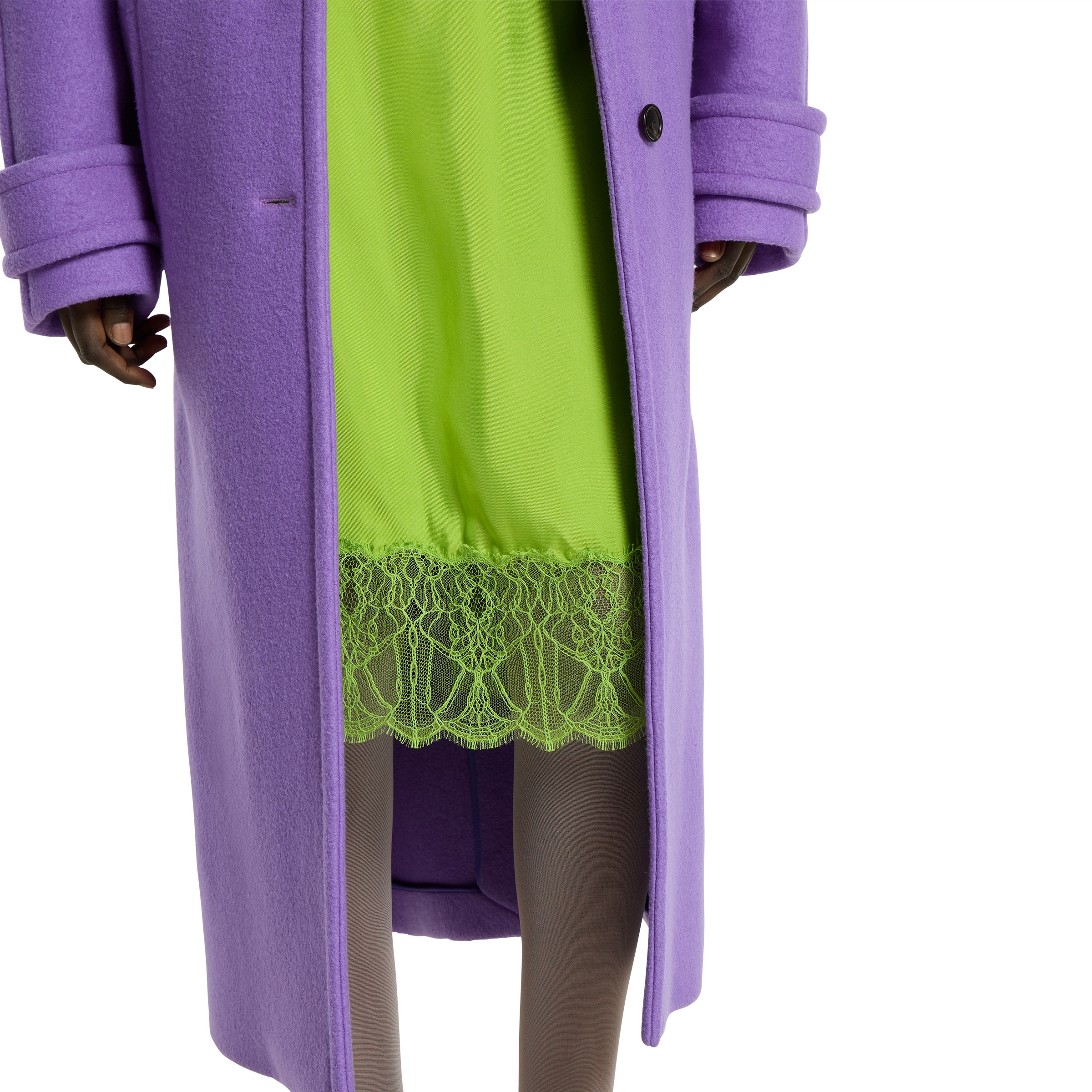 Viscose twill skirt with floral lace - 5