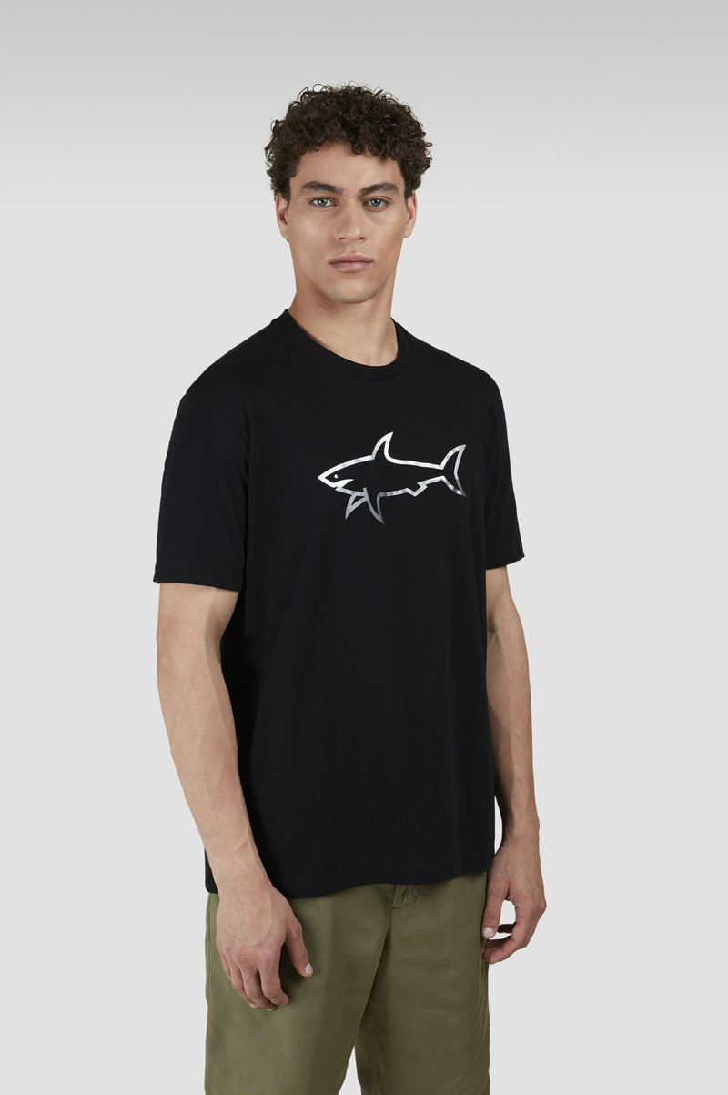 T-SHIRT IN COTTON JERSEY WITH REFLECTIVE SHARK PRINT 6